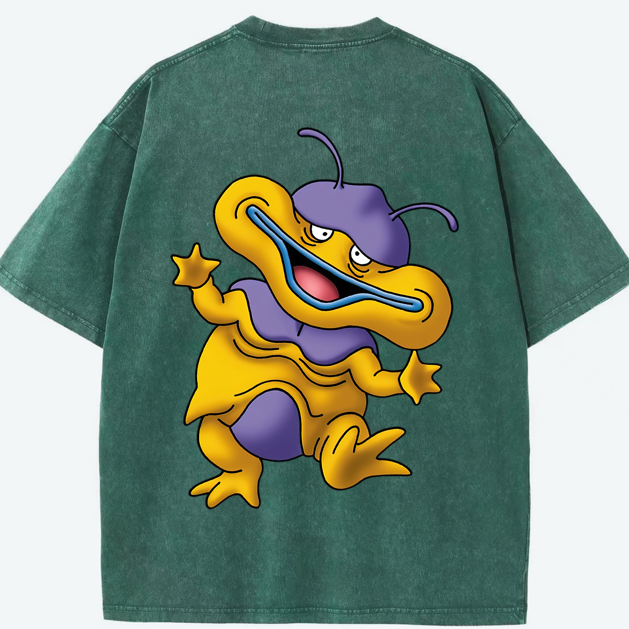 （画像用） ドラゴンクエスト Doragon Kuesuto Dragon Quest 綿100% ヴィンテージ風 半袖Tシャツ（背面プリント）